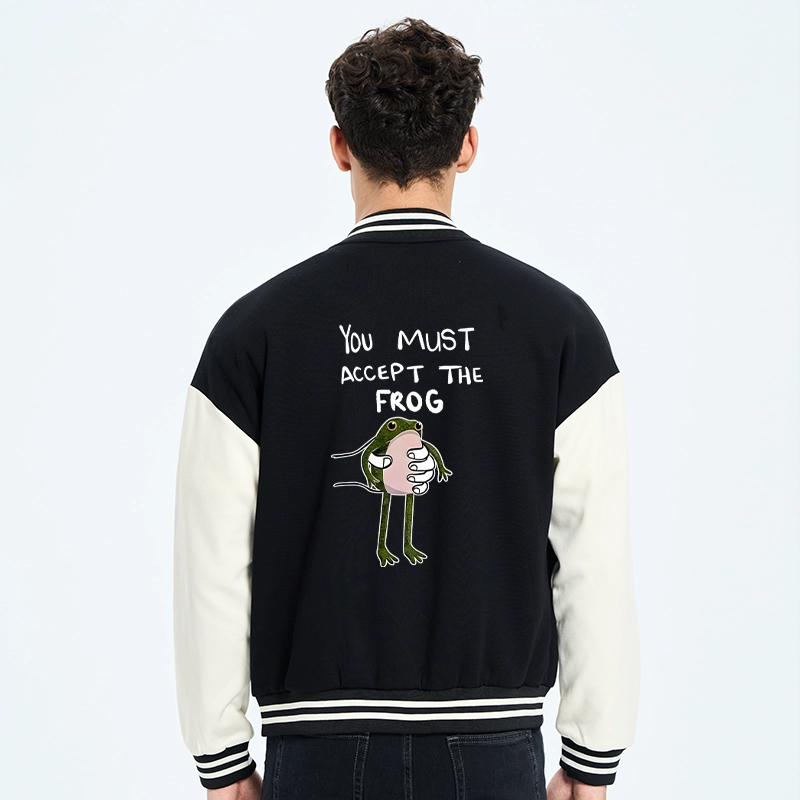 Tokyo-Tiger Accept This Frog Embroidery Varsity Jacket