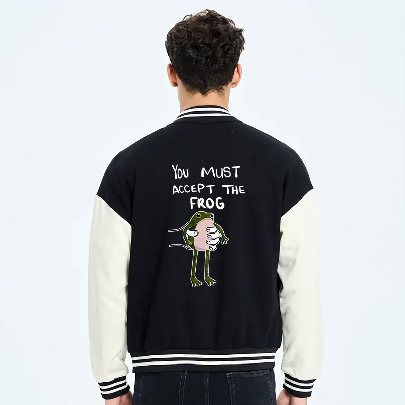 Tokyo-Tiger Accept This Frog Embroidery Varsity Jacket
