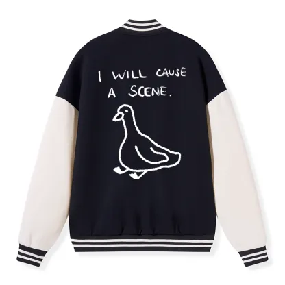 Tokyo-Tiger Stupid Goose Funny Japan Retro Embroidery Varsity Jacket