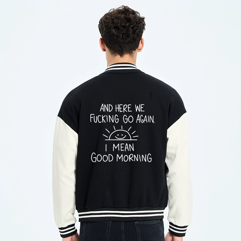 Tokyo-Tiger Different Meanings Of "Good Morning" Embroidery Varsity Jacket