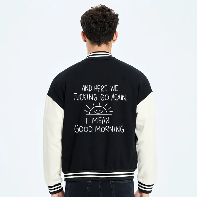 Tokyo-Tiger Different Meanings Of "Good Morning" Embroidery Varsity Jacket
