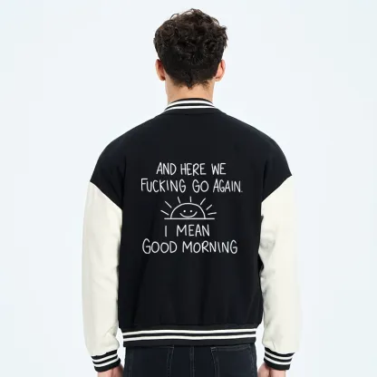 Tokyo-Tiger Different Meanings Of "Good Morning" Embroidery Varsity Jacket
