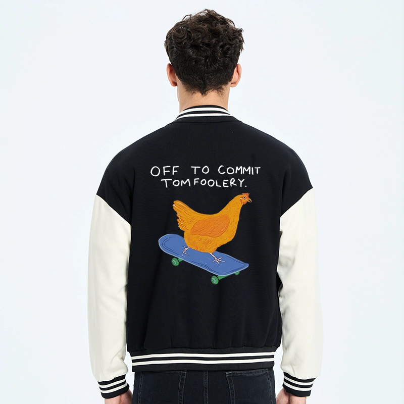 Tokyo-Tiger Chicken Was About To Do Something Bad Embroidery Varsity Jacket