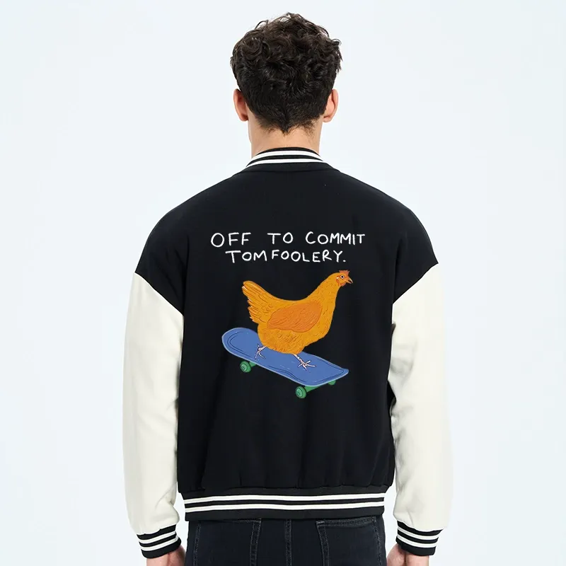 Tokyo-Tiger Chicken Was About To Do Something Bad Embroidery Varsity Jacket