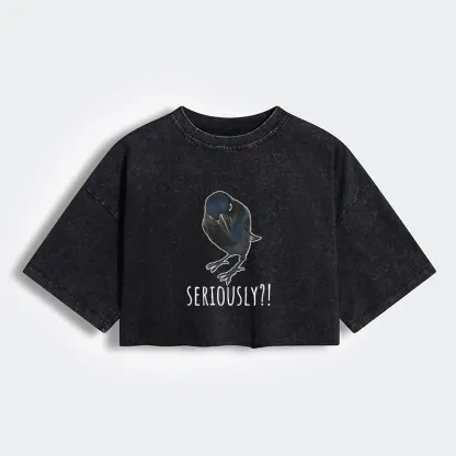 Tokyo-Tiger Raven's Question Women's Washed Crop T-Shirt