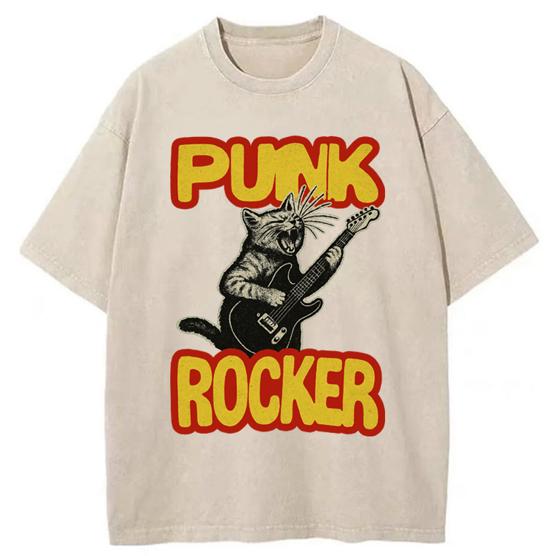 Tokyo-Tiger Punk Rock Kitty Washed T-Shirt