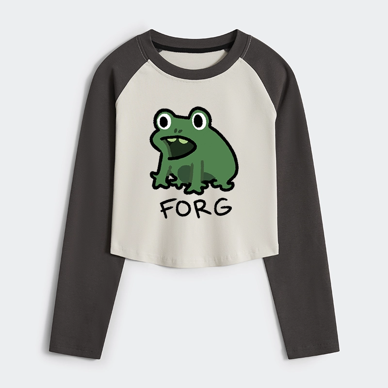 Tokyo-Tiger Funny Forg Japan Women's Crop Raglan T-Shirt