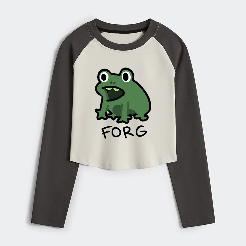 Tokyo-Tiger Funny Forg Japan Women's Crop Raglan T-Shirt