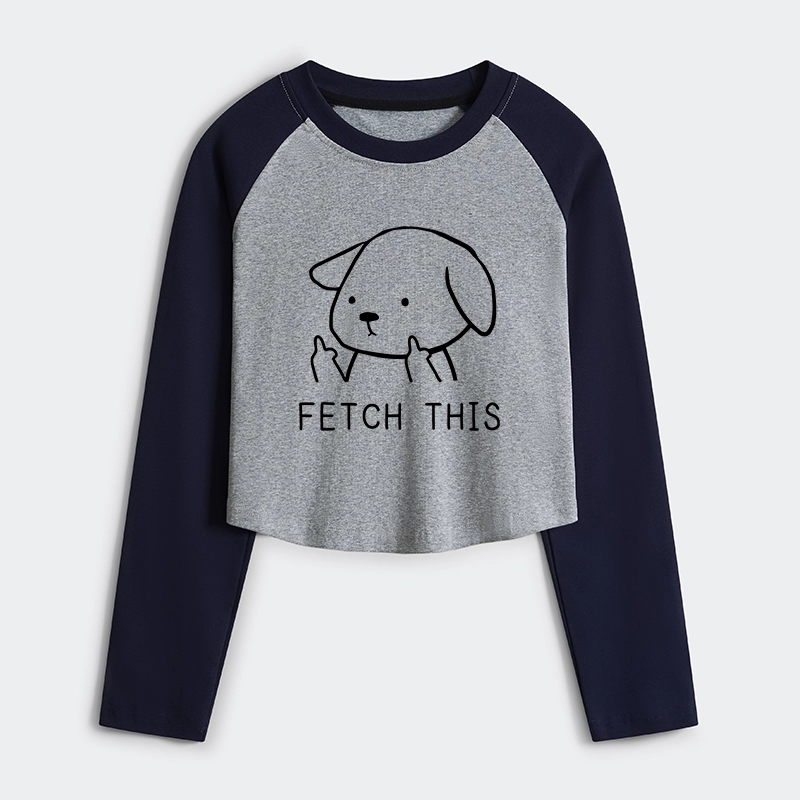 Tokyo-Tiger Fetch This Dog Women's Crop Raglan T-Shirt