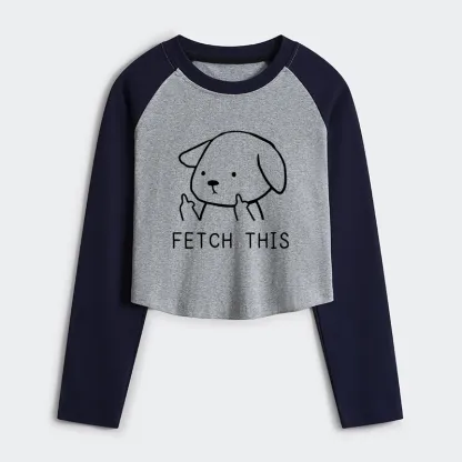Tokyo-Tiger Fetch This Dog Women's Crop Raglan T-Shirt