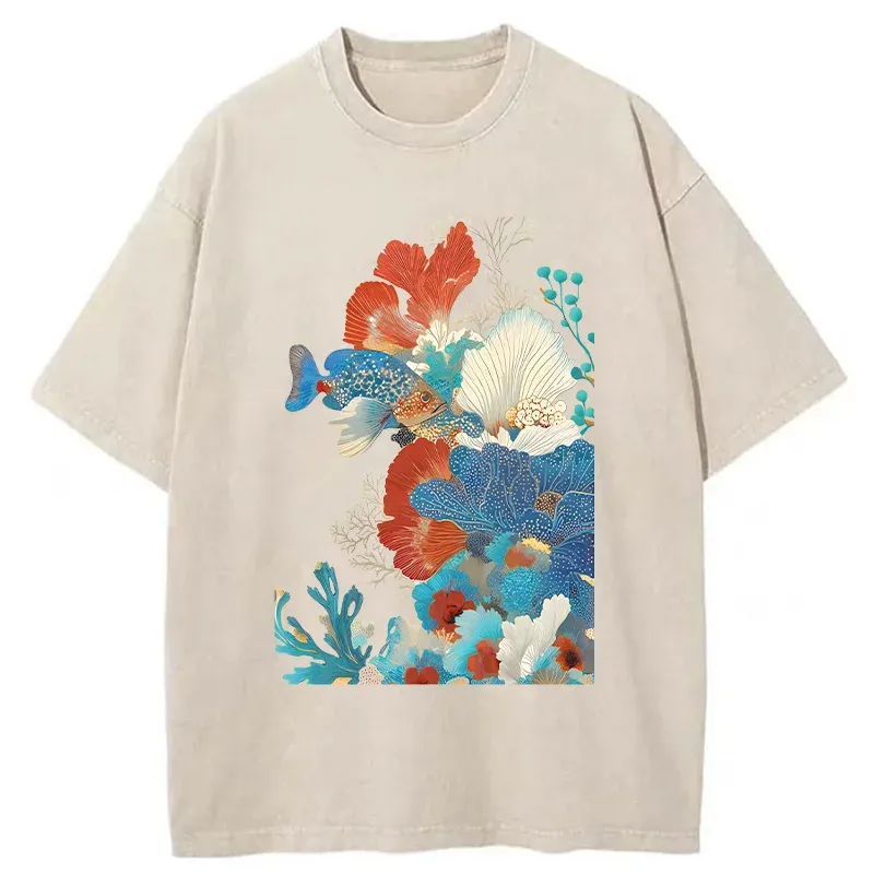 Tokyo-Tiger Underwater Corals Washed T-Shirt