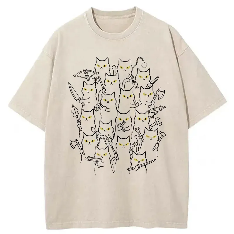 Tokyo-Tiger Various Branches Of The Cat Army Washed T-Shirt