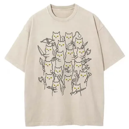 Tokyo-Tiger Various Branches Of The Cat Army Washed T-Shirt