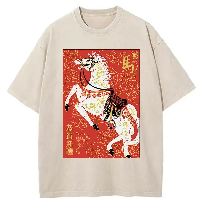 Tokyo-Tiger 2026 Year Of The Horse Washed T-Shirt Sale