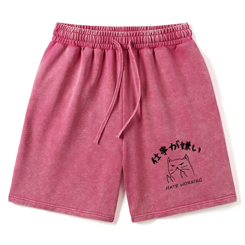 Tokyo-Tiger A Cat That Hates Work Washed Shorts