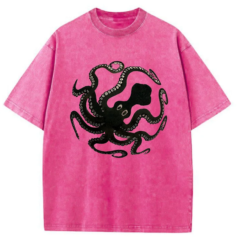 Tokyo-Tiger Octopus Surrounds Washed T-Shirt