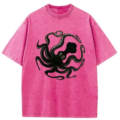 Tokyo-Tiger Octopus Surrounds Washed T-Shirt