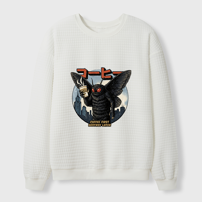 Tokyo-Tiger Mothman Coffee Japan Waffle Sweatshirt