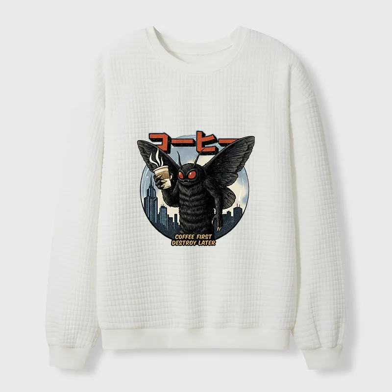 Tokyo-Tiger Mothman Coffee Japan Waffle Sweatshirt