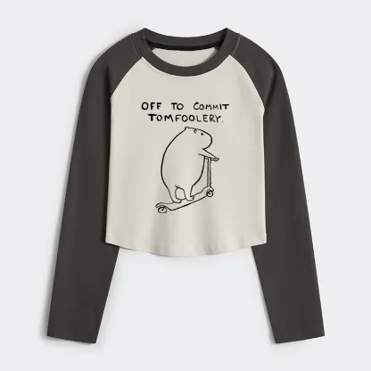 Tokyo-Tiger Capybara Is Ready To Do Something Bad Women's Crop Raglan T-Shirt