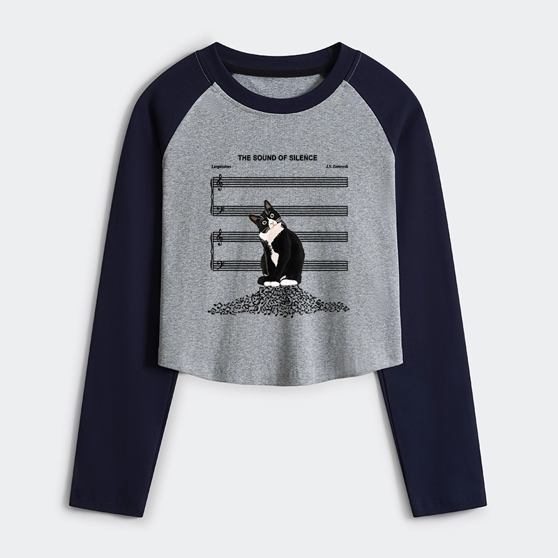 Tokyo-Tiger The Sound Of Silence Women's Crop Raglan T-Shirt