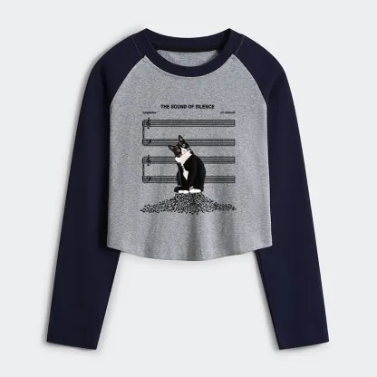 Tokyo-Tiger The Sound Of Silence Women's Crop Raglan T-Shirt