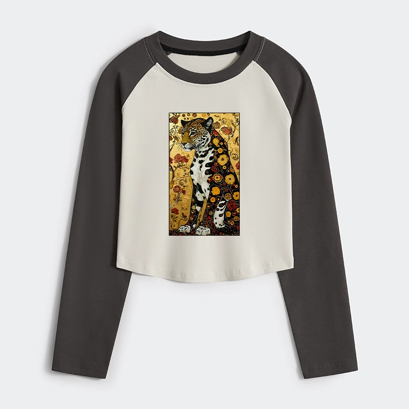 Tokyo-Tiger Magnificent Leopard Women's Crop Raglan T-Shirt