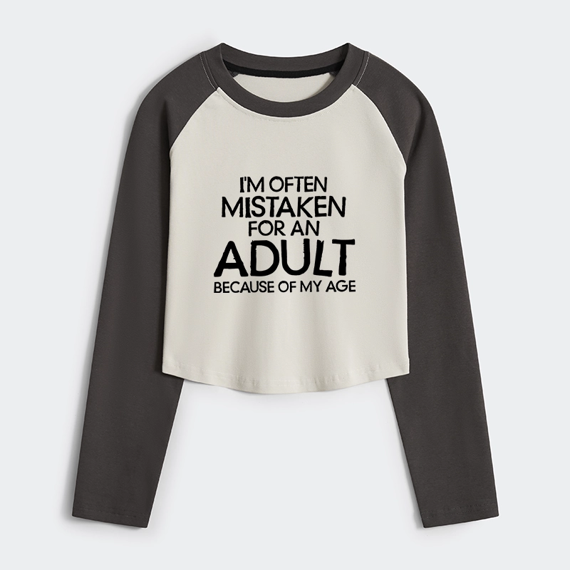 Tokyo-Tiger Old In Age But Young At Heart Women's Crop Raglan T-Shirt