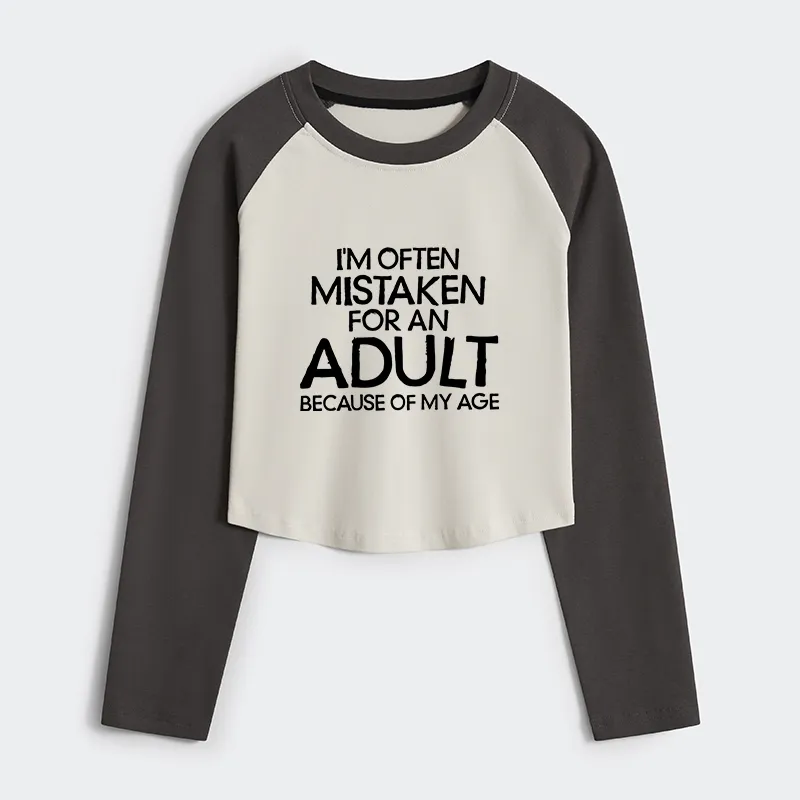 Tokyo-Tiger Old In Age But Young At Heart Women's Crop Raglan T-Shirt