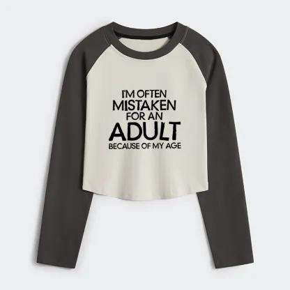 Tokyo-Tiger Old In Age But Young At Heart Women's Crop Raglan T-Shirt