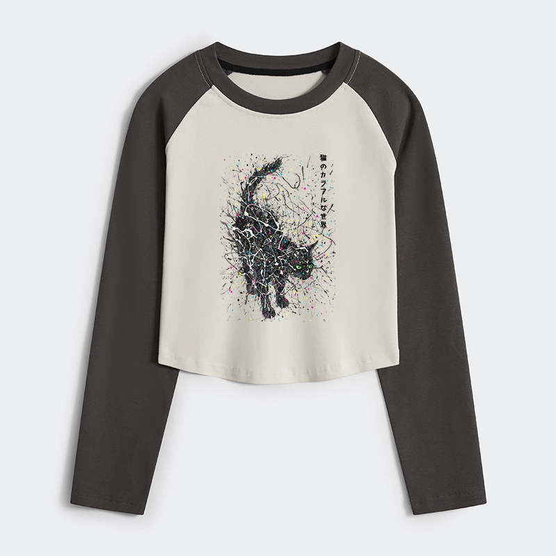 [Copy]Tokyo-Tiger Flamingos at Dusk Women's Crop Raglan T-Shirt