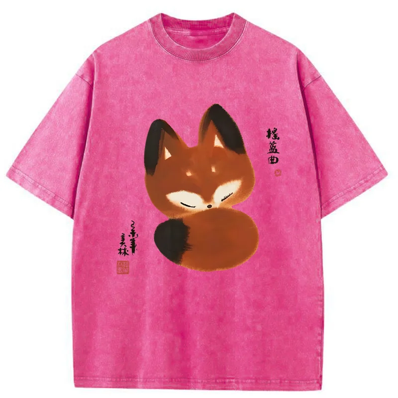 Tokyo-Tiger Cute Fox Washed T-Shirt