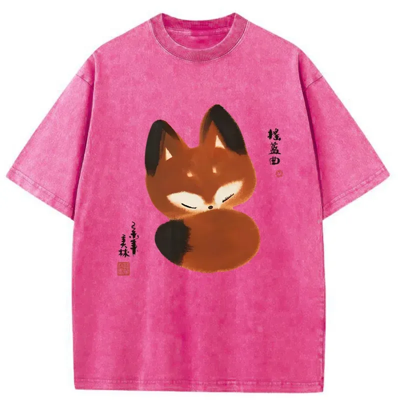 Tokyo-Tiger Cute Fox Washed T-Shirt