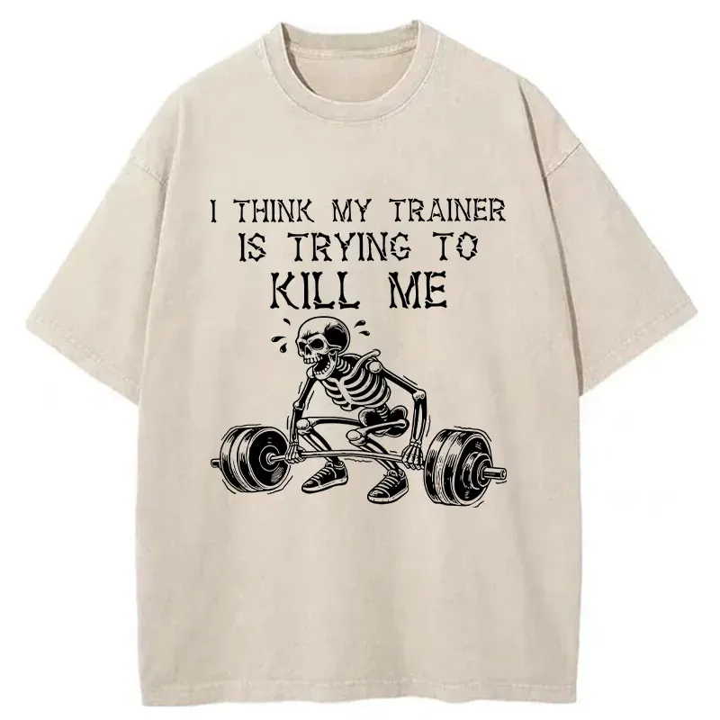 Tokyo-Tiger Gym Instructor Funny Washed T-Shirt