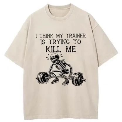 Tokyo-Tiger Gym Instructor Funny Washed T-Shirt