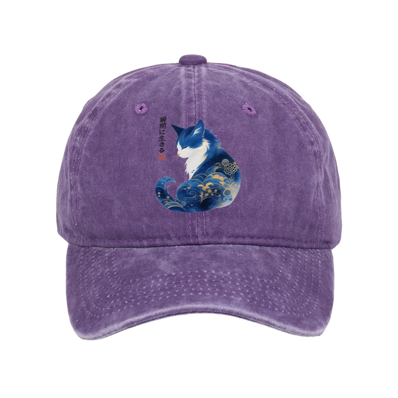 Tokyo-Tiger Retro Zen Cat: Living the Present Washed Cap