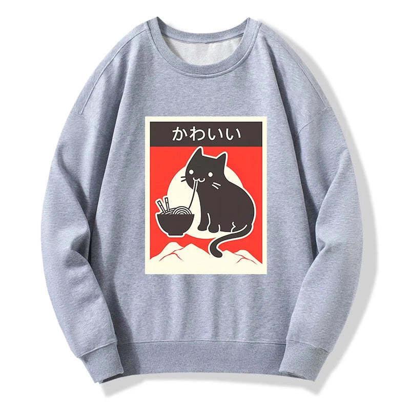 Tokyo-Tiger "Kawaii" Vintage Style Japenese Ramen Cat Sweatshirt-tokyo-tiger