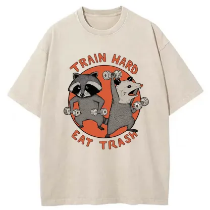 Tokyo-Tiger Raccoons And Opossums Are Working Out Washed T-Shirt