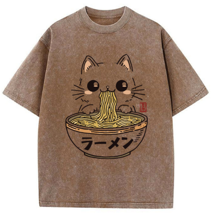 Tokyo-Tiger Purramen Time Washed T-Shirt