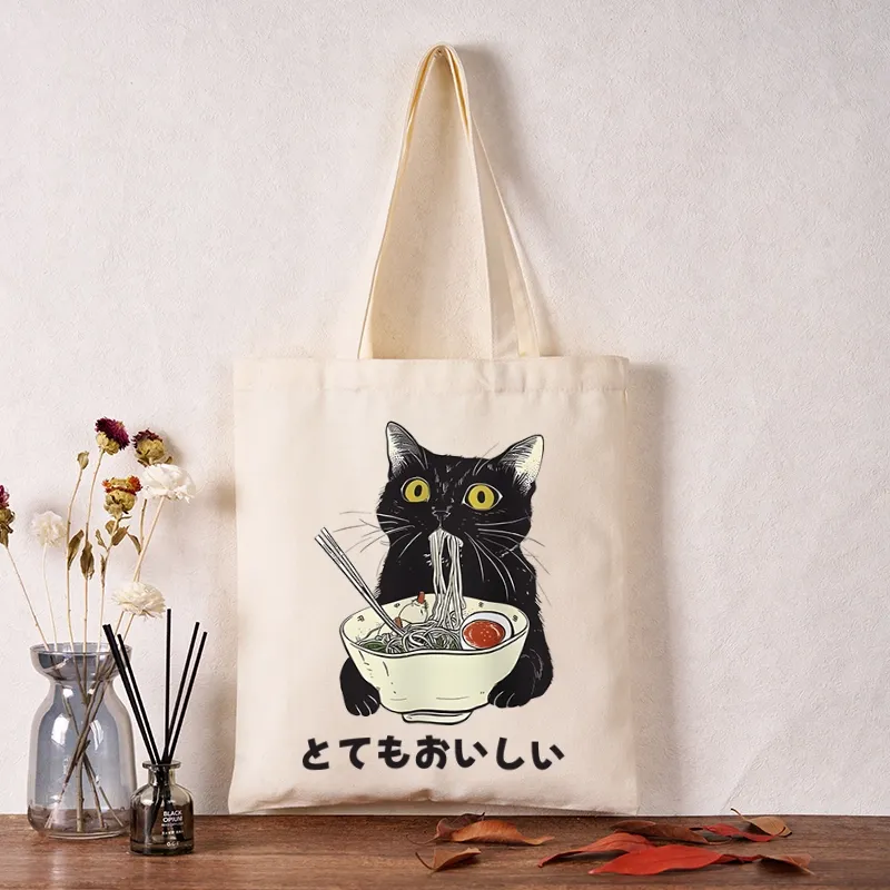 Tokyo-Tiger Cats Eat Ramen Noodles Tote Bag