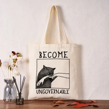 Tokyo-Tiger Cat Biting Arm Tote Bag