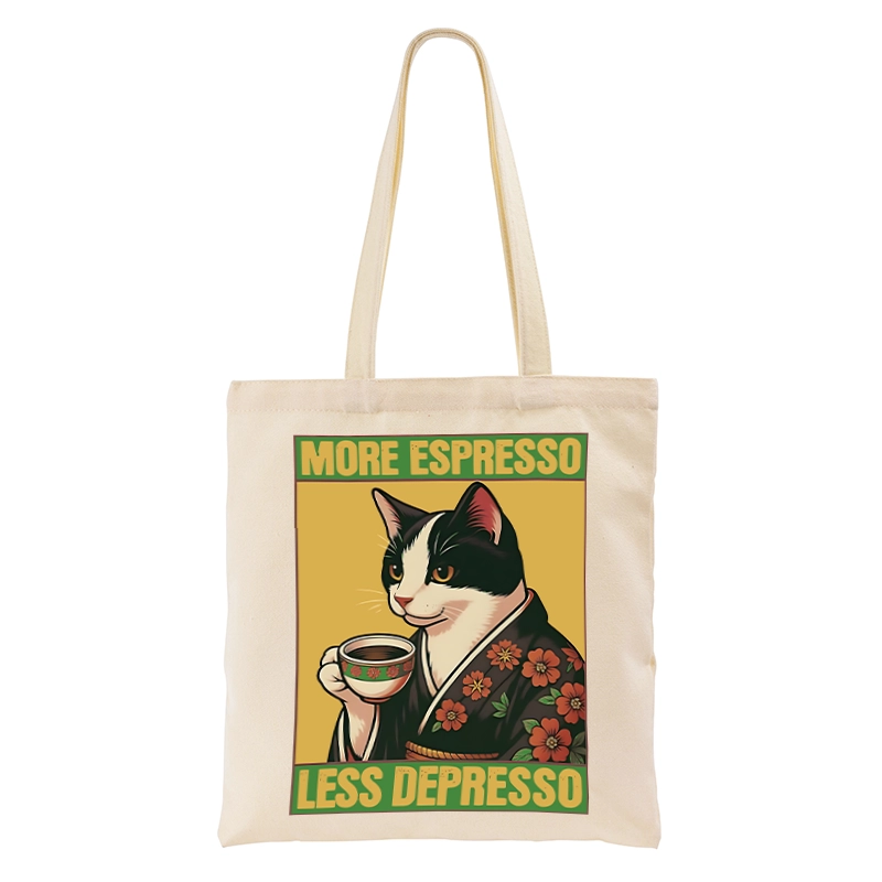 Tokyo-Tiger Tuxedo Cat Drinking Coffee Tote Bag