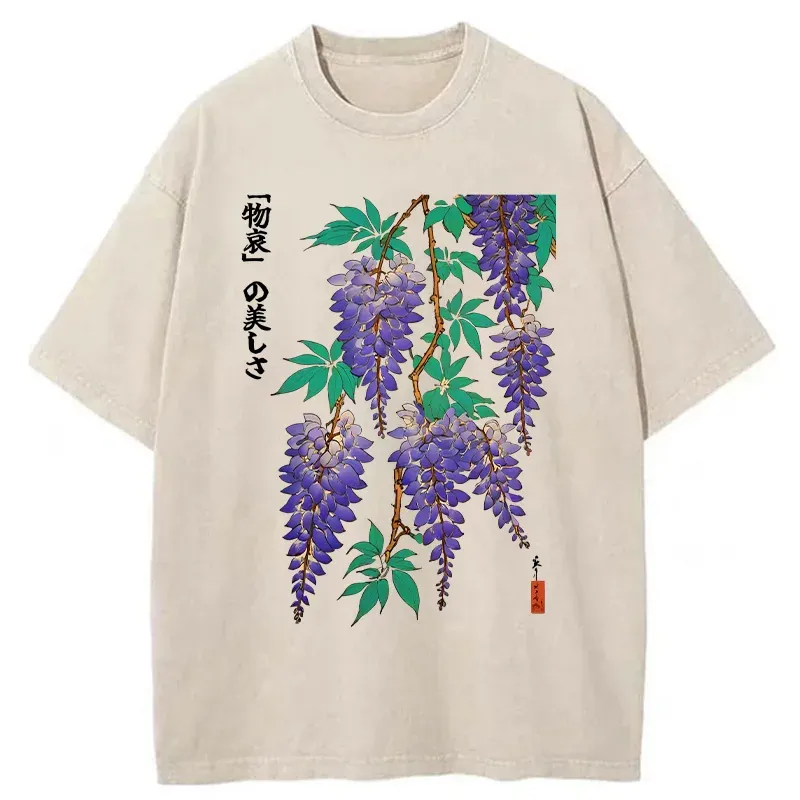 Tokyo-Tiger Wisteria Flowers Washed T-Shirt