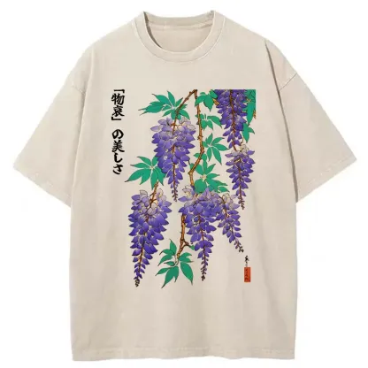 Tokyo-Tiger Wisteria Flowers Washed T-Shirt