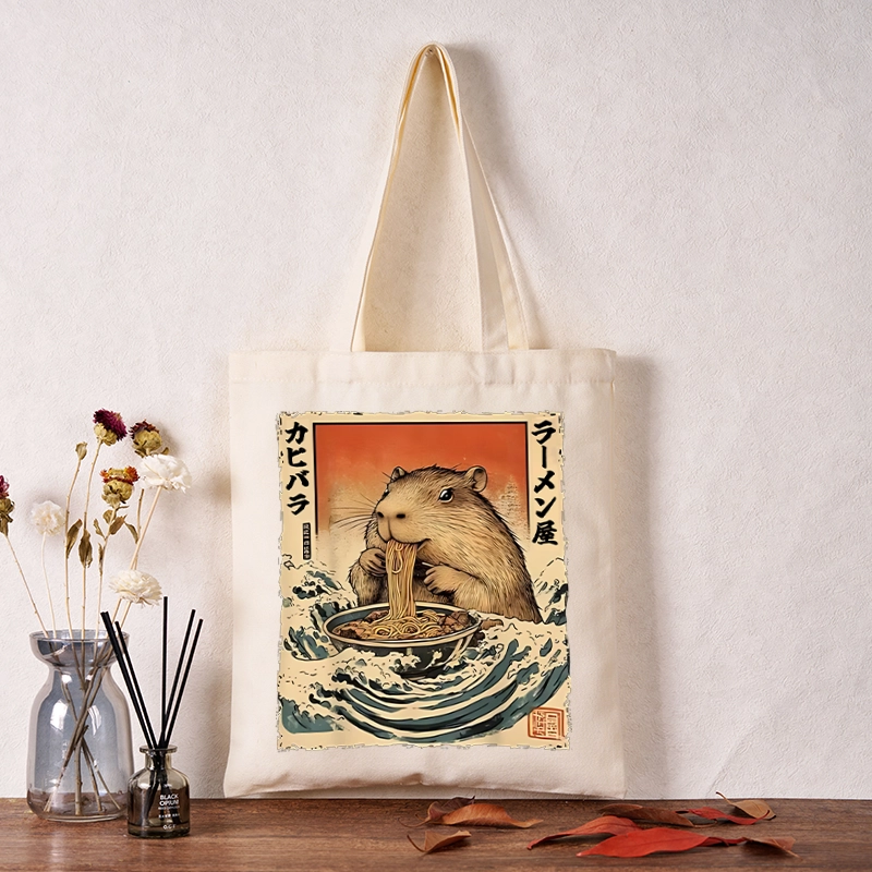 Tokyo-Tiger Hamster Eating Ramen Tote Bag
