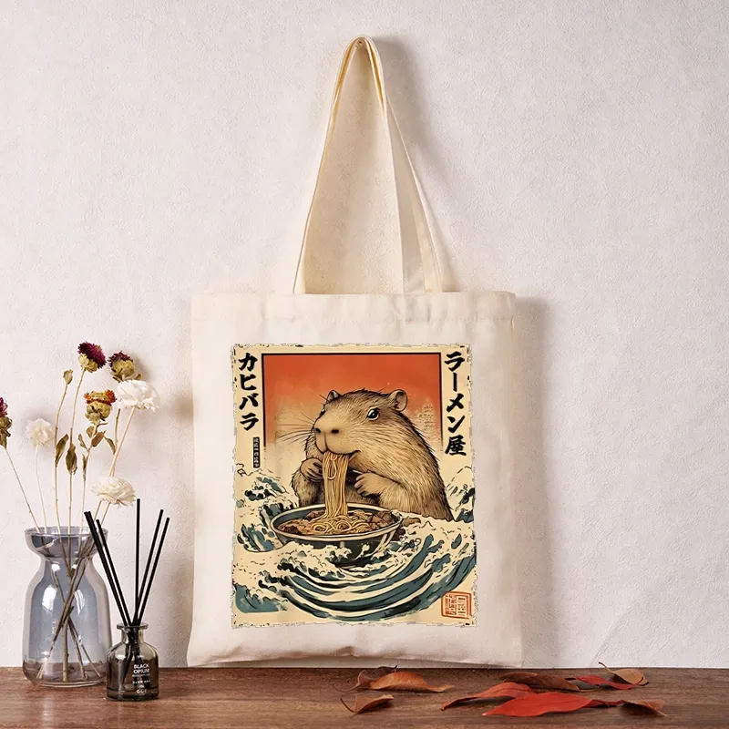 Tokyo-Tiger Hamster Eating Ramen Tote Bag