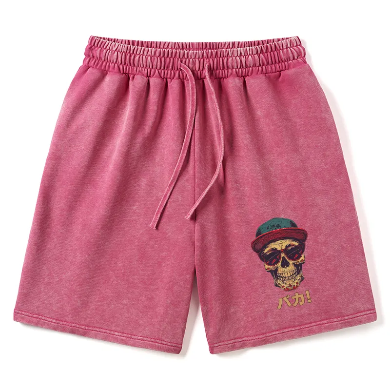 Tokyo-Tiger Fashion Skull Japanese Washed Shorts