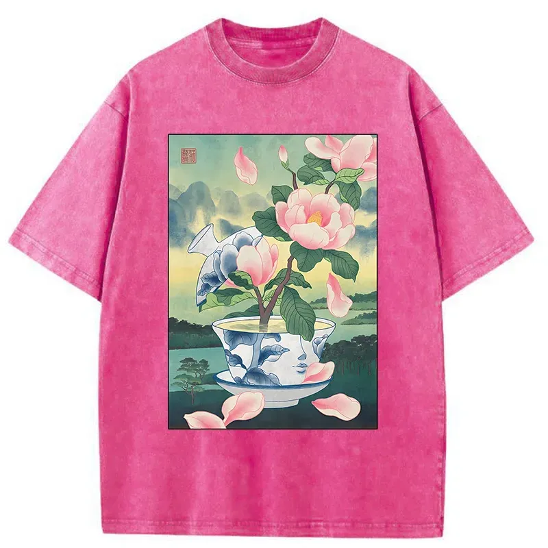 Tokyo-Tiger Fragrance Of Tea Is Like That Of Flowers Washed T-Shirt