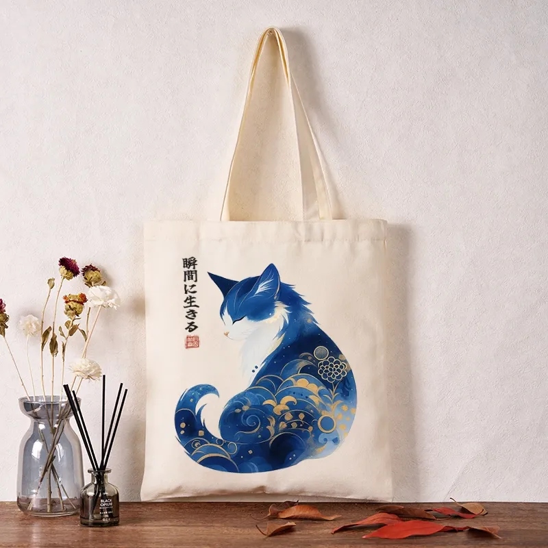 Tokyo-Tiger Retro Zen Cat: Living the Present Tote Bag