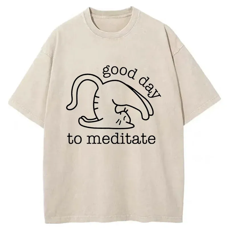 Tokyo-Tiger Cats Doing Yoga Washed T-Shirt